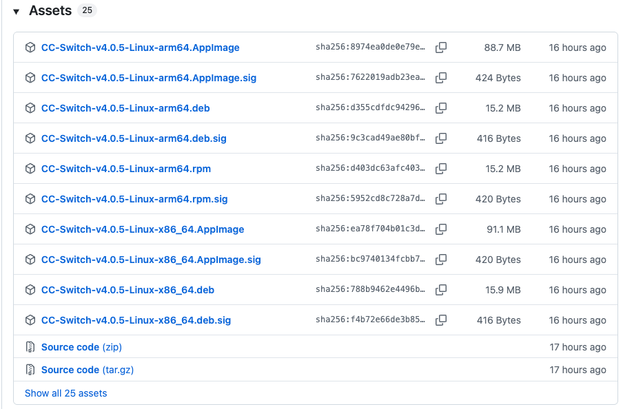 CC Switch GitHub Releases download page